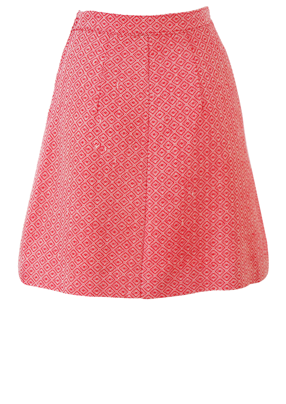 Vintage 60's Red & White Geometric Pattern Mini Skirt - XS | Reign Vintage