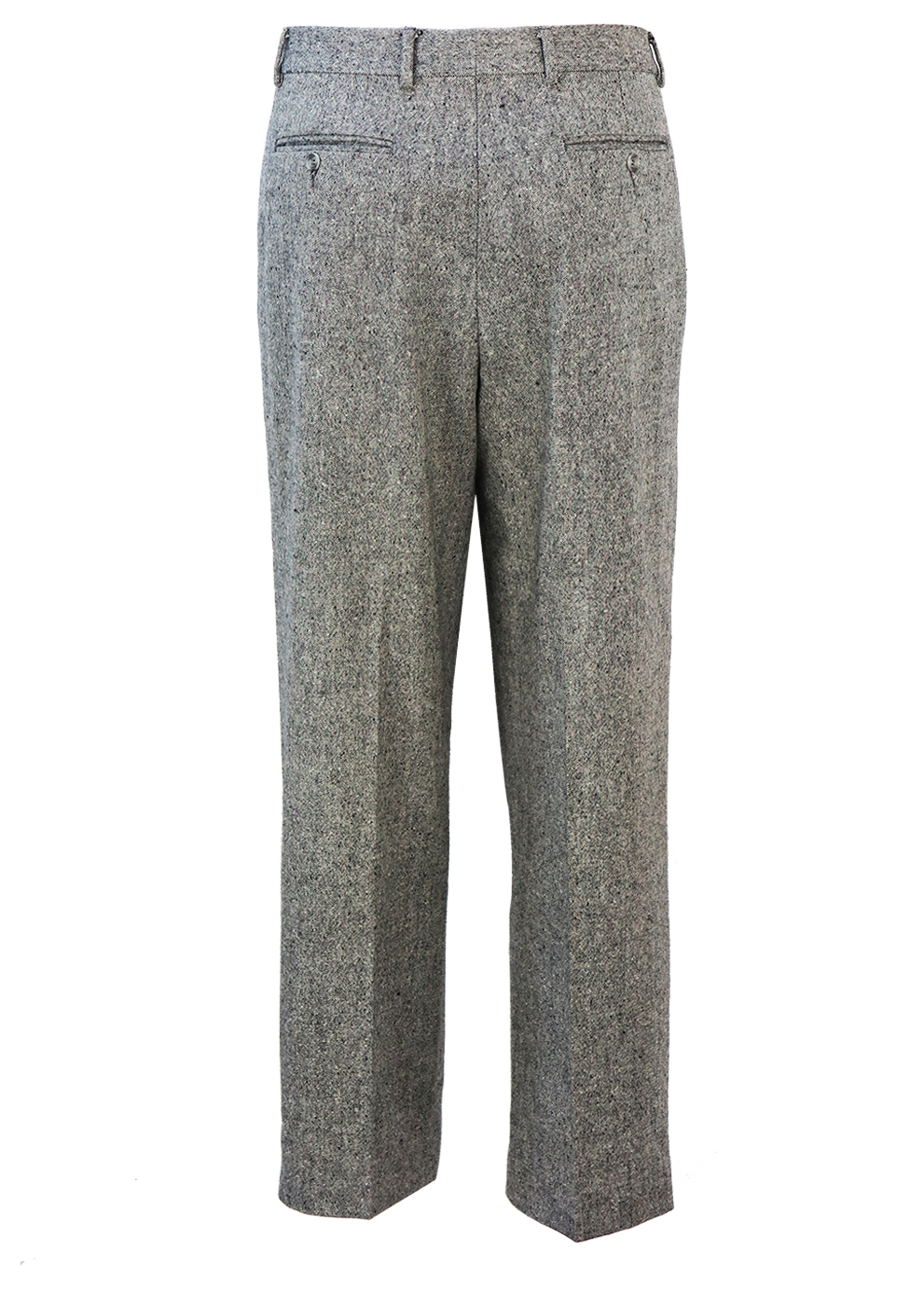 Pleat Front, Wool Tailored Trousers with Light Grey, Black & White ...