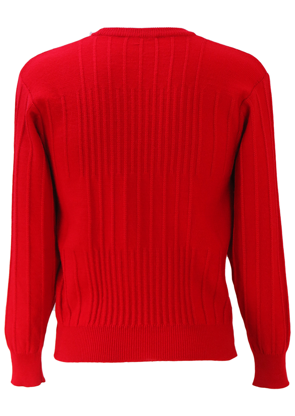 Fila Red Knit Jumper with Striped Knit Pattern & Sleeve Badge - S/M ...
