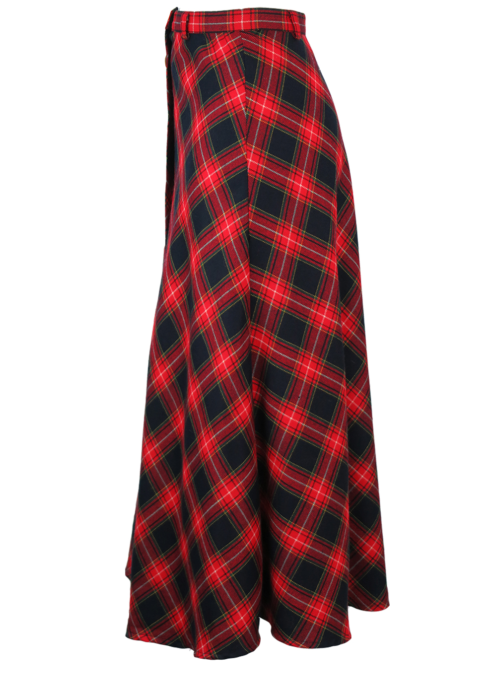 Navy Blue ☀ Red Tartan Maxi Skirt with ...