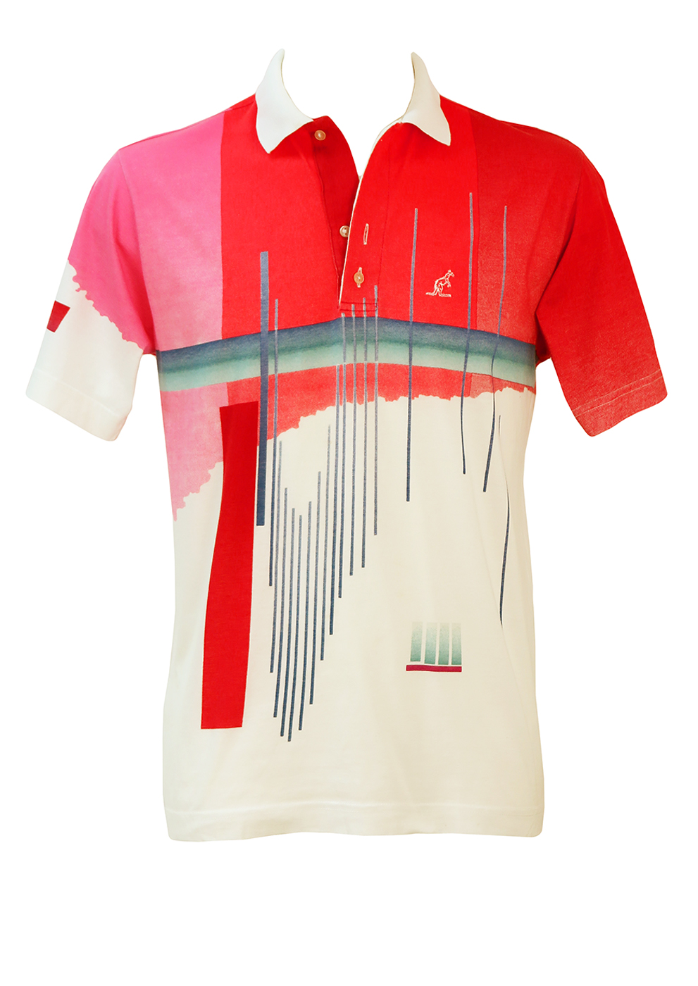 Australian L'Alpina Polo Shirt with Red, Pink, Blue & White Graphic ...