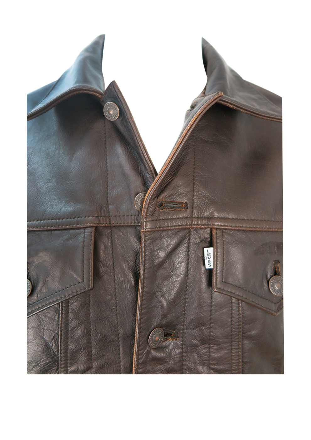 Levis Brown Leather Trucker Jacket - L | Reign Vintage
