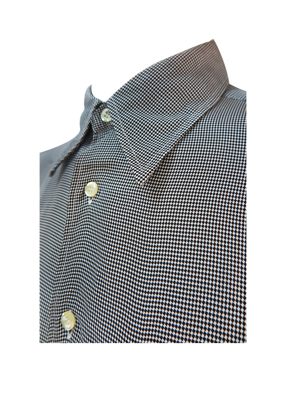 Long Sleeved Shirt with Black & White Mini Harlequin Pattern - L/XL ...