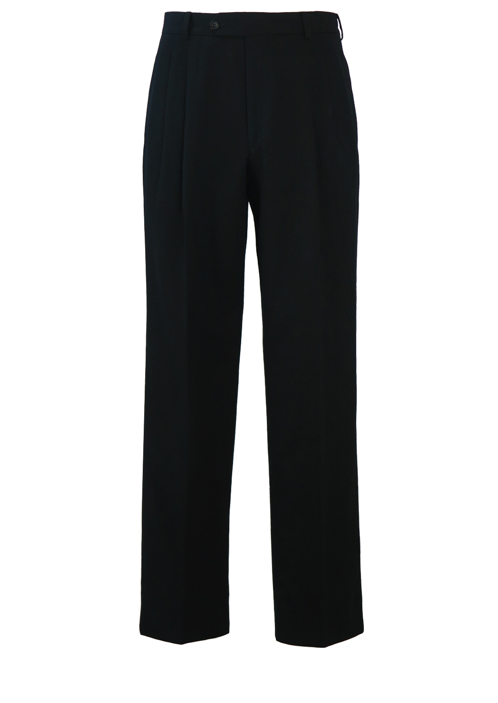 Black Pleat Front Wool Trousers - W30