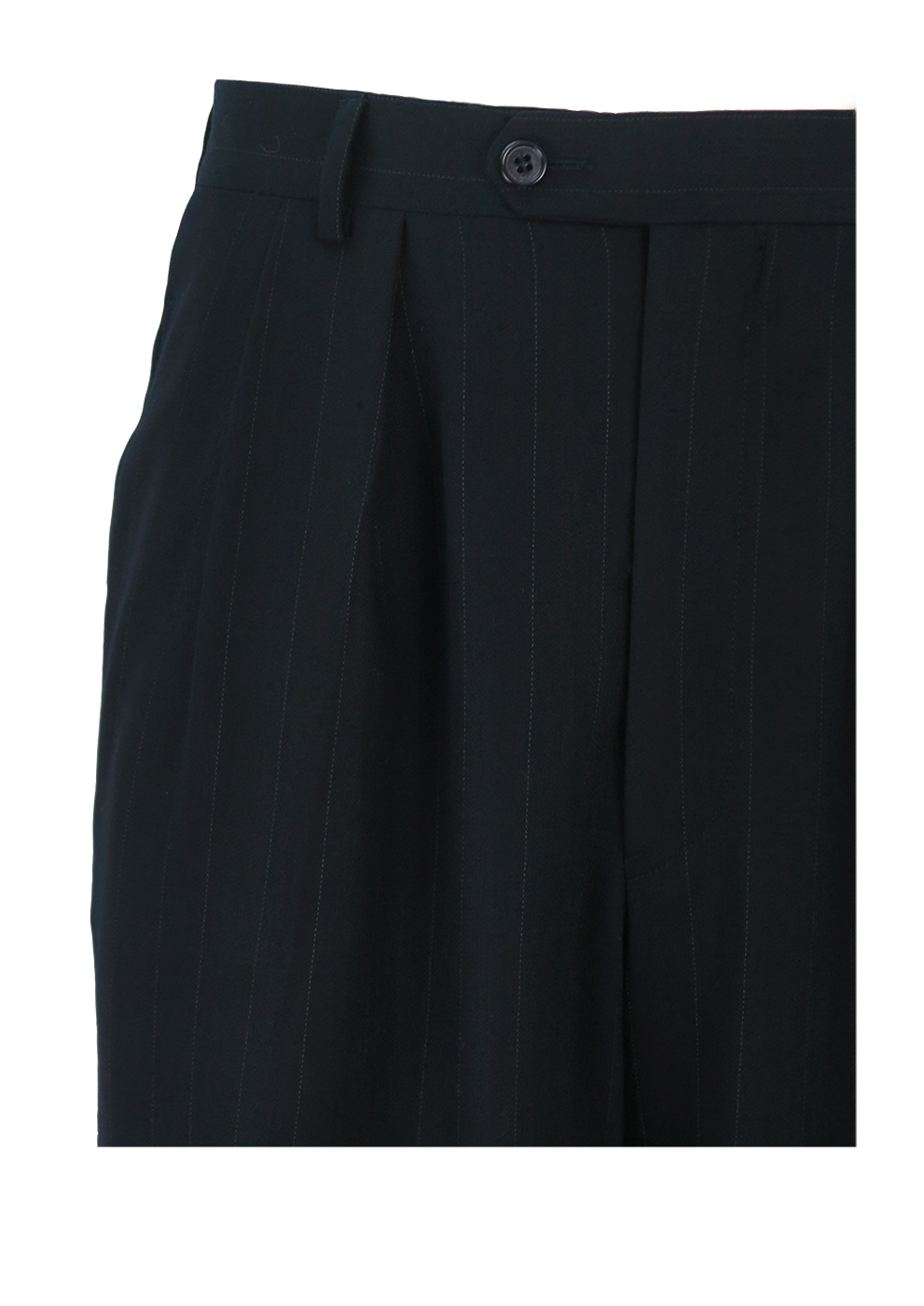 Black Fine Pinstripe Wool Trousers with Pleat Front & Turn Ups - 31 ...