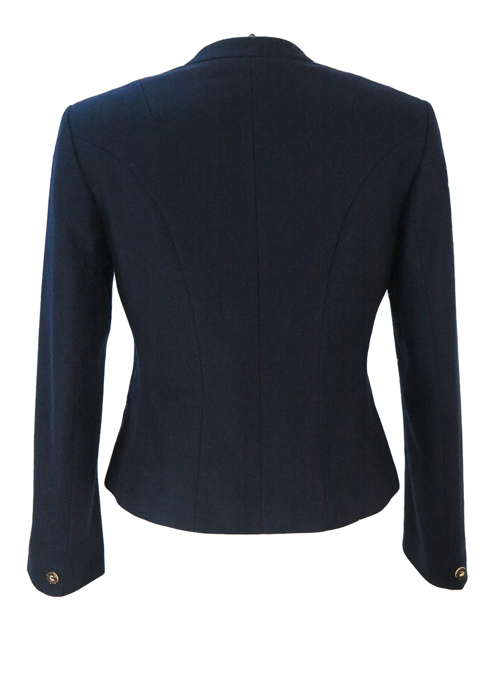 Navy Blue Tyrolean Fitted Jacket with Light Blue Decorative Stitch ...