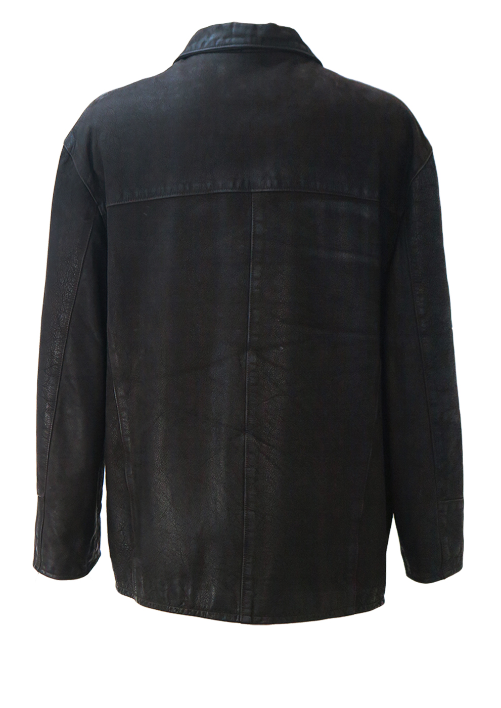 Vintage 90's Dark Brown Waxed Leather Box Jacket - Oversize L / Casual ...