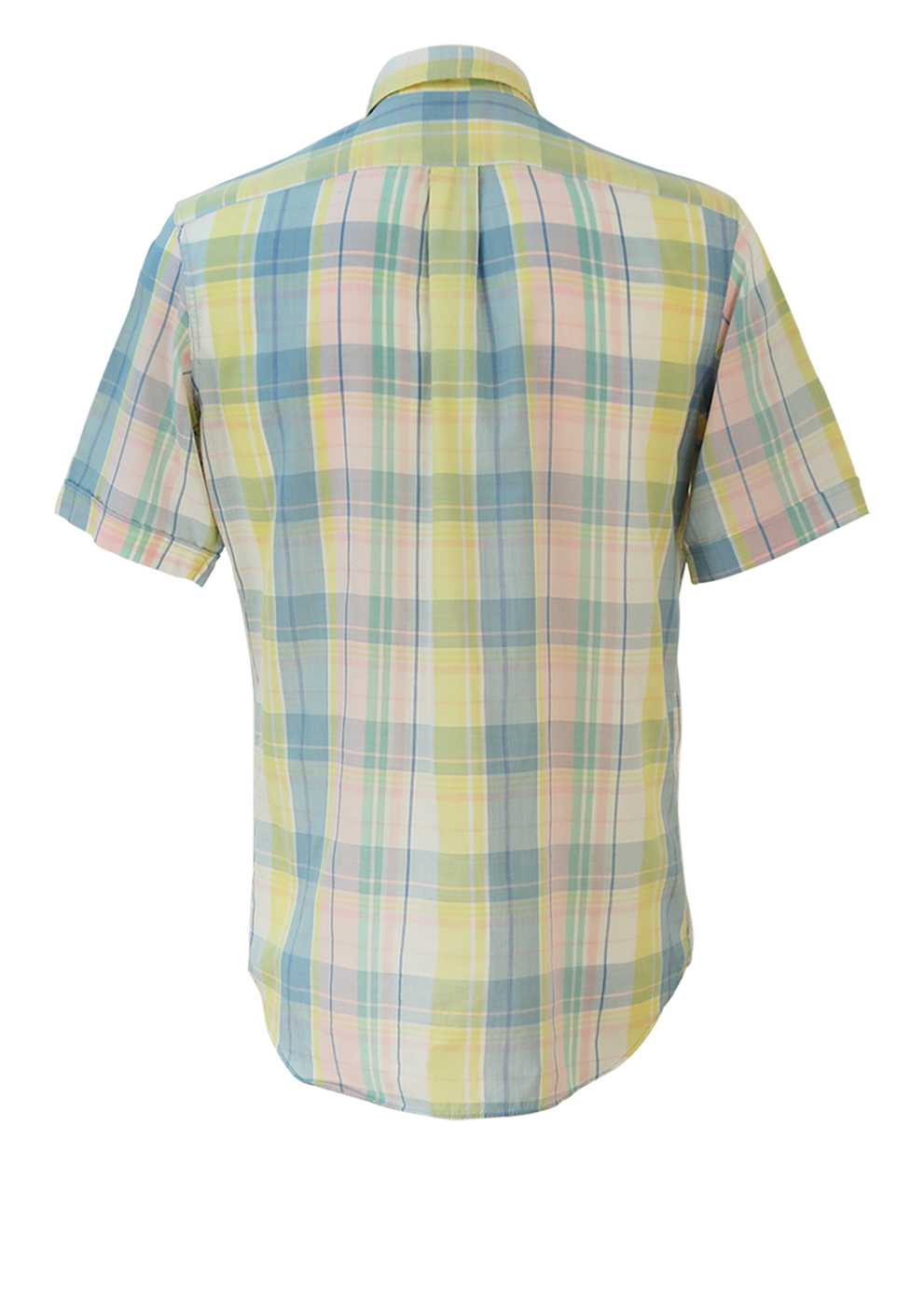 Short Sleeved Check Shirt in Yellow, Blue, Pink & Green Pastel Tones ...