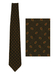 Giorgio Armani Navy Blue Silk Tie with Burgundy & Olive Oval Shaped Pattern