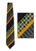 Green, Blue & Ochre Striped & Chequer Board Print Silk Tie