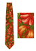 Silk Tie with Abstract Floral Print in Olive Green, Burnt Orange & Russet