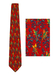 Red Silk Tie with Ornate Orange, Yellow & Blue Parrot Print