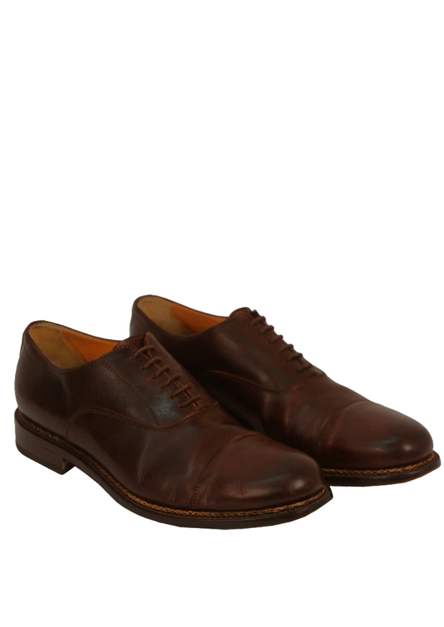 Dark Brown 'Flecs' Leather Oxford Shoes with a Cap Toe - UK Size 9.5 ...
