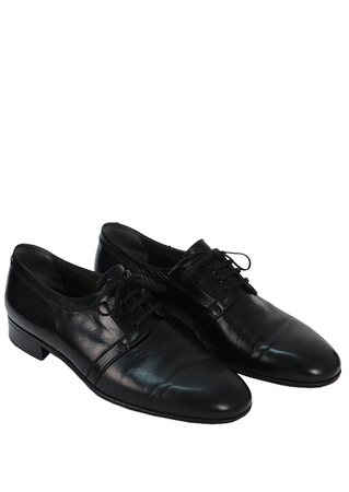 'Walles' Black Leather Derby Shoes - UK Size 8
