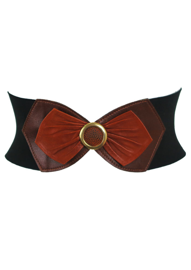 Elasticated Bow Belt in Black main image 1