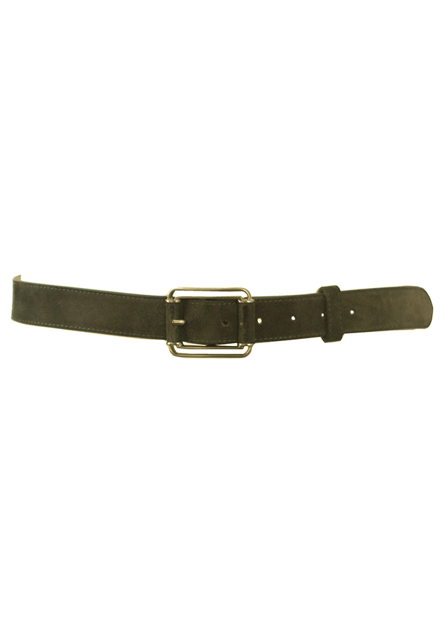 Grey Suede Leather Belt with Silver Metal and Suede Decorative Buckle ...