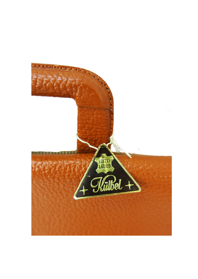 Tan Leather Briefcase with Retractable Handle Reign Vintage