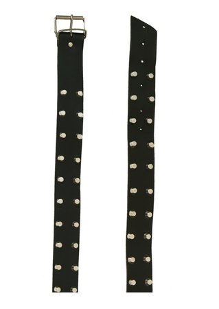 Black Leather Rocker Belt with Multiple Silver Stud Detail