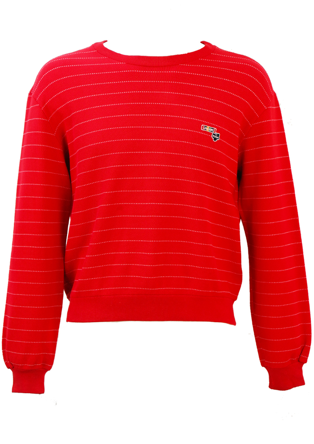 Red & White Fine Striped Sweatshirt - M/L | Reign Vintage