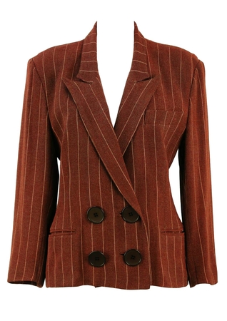 40's Style Russet Pinstripe Blazer with Large Buttons - S/M | Reign Vintage