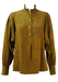 Ochre & Black Fine Stripe Blouse with Ruffle Collar and Voluminous Sleeves - M