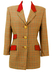 Camel Jacket with Blue, Brown & Russet Check Pattern and Red Pocket Detail - M