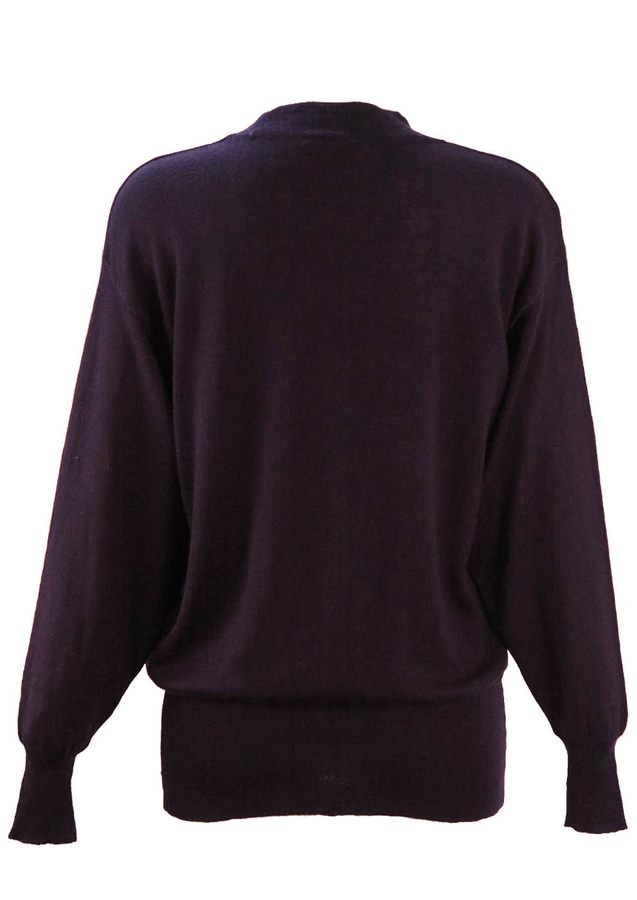 Purple Merino Wool Jumper with Embroidered Pocket Detail - M | Reign ...