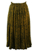 Olive Green Pleated Skirt with Paisley Design - S