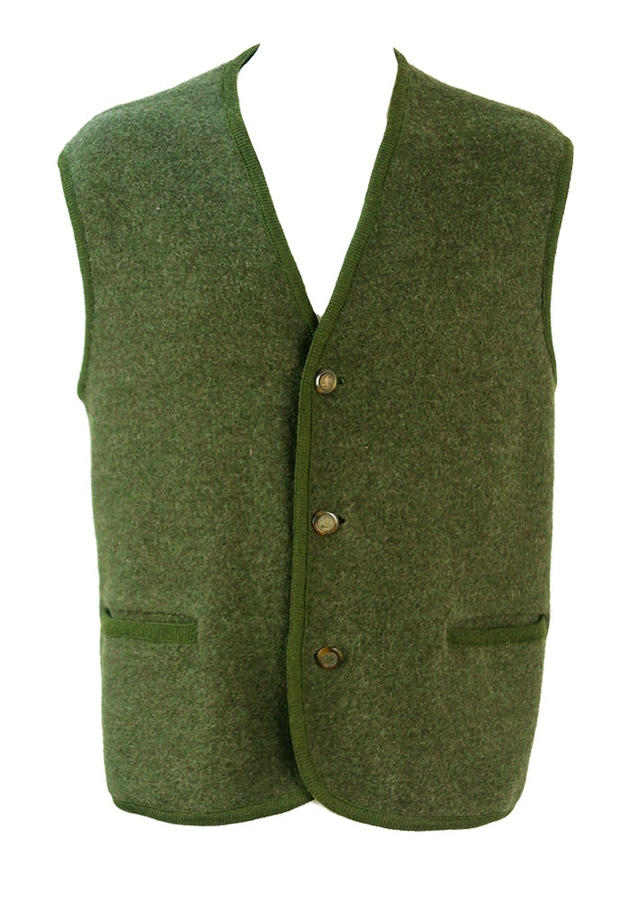 Tyrolean Woodland Green Gilet with Feature Buttons XL Reign Vintage