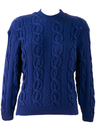 Bright Blue Cable Knit Jumper - S