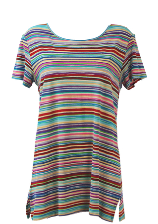 Missoni A-Line T-Shirt with Multicoloured Stripes - M/L | Reign Vintage