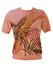 Vintage 60's Salmon Pink Short Sleeve Top with Palm Leaves Pattern - S