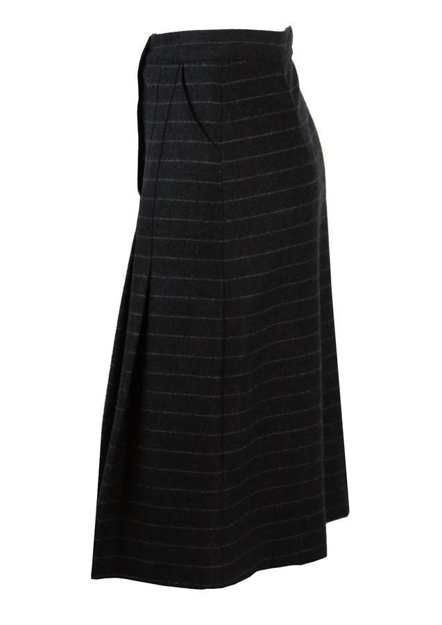Blue & Grey Chalk Stripe Pleated Skirt - S | Reign Vintage