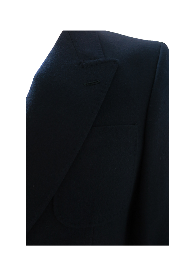 Navy Blue Pure Wool Double Breasted Blazer with Gold Buttons S/M