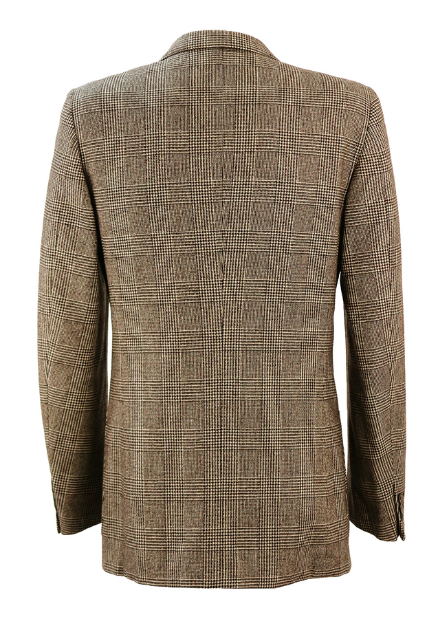Brown and Cream Pure Wool Prince of Wales Check Blazer Jacket - M ...