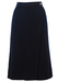 Navy Blue, Grey & Burgundy Striped Wrap Front Midi Wool Skirt - S/M