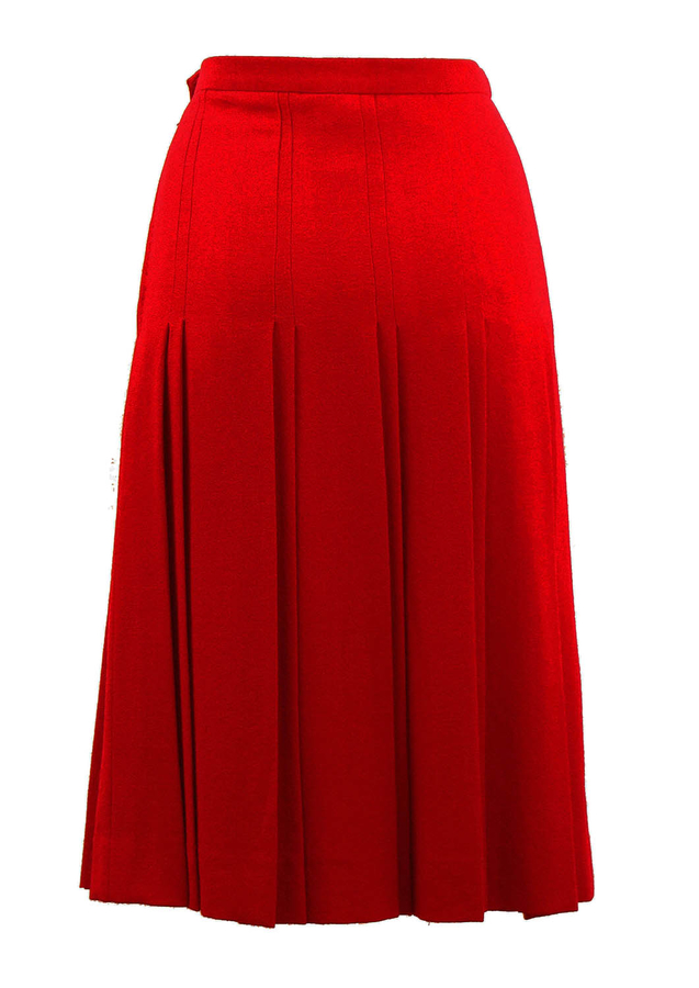 Bright Red Pleat Detail Skirt S Reign Vintage