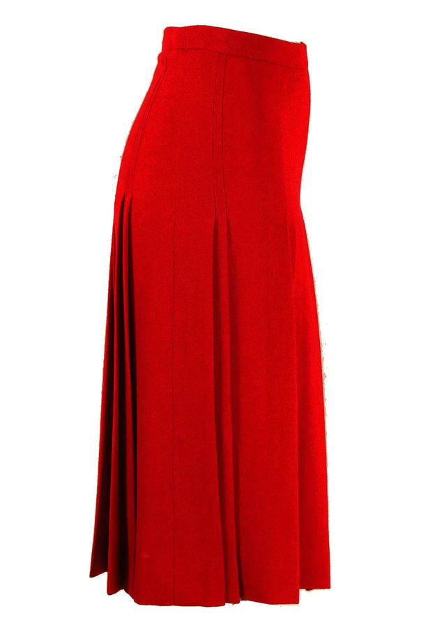 Bright Red Pleat Detail Skirt – S | Reign Vintage