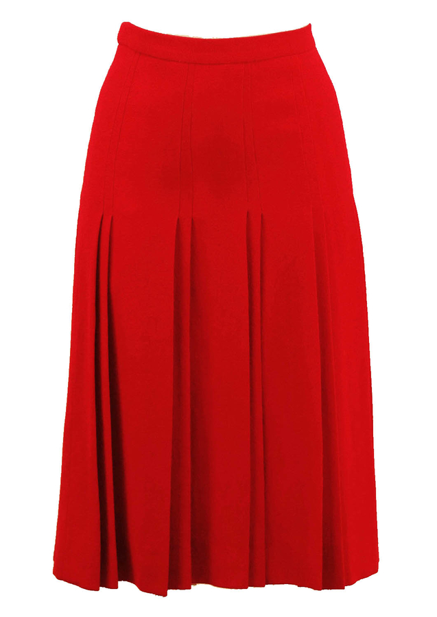 Bright Red Pleat Detail Skirt S Reign Vintage 