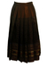 Max Mara Brown & Metallic Gold Satin Pleated Midi Skirt with Floral Pattern - S/M