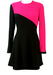 Black Tiered Above the Knee Dress with Bright Pink Asymmetric Panel - S