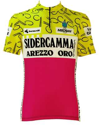 Italian Short Sleeved Cycling Top in Neon Yellow, White & Pink - S/M