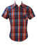 Vintage 60's Short Sleeved Shirt with Blue, Red & Yellow Check Pattern - S/M