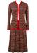 Missoni-esque Red & Brown Patterned Skirt & Jacket Two Piece - S