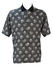 Black Polo Shirt with Intricate White Floral Pattern - L/XL