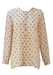 Beige Long Sleeved Blouse with Red, Blue & Purple Ditsy Floral Pattern - M/L