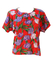 Vintage 80's Orange Batwing T-Shirt with Purple & Green Floral Pattern - M/L