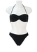 Black Strapless Bikini with Ruche Detail & Removable Halterneck Strap - S/M