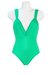 Turquoise Green Swimsuit with Plunge Neckline & Open Back with Decorative Knot - M