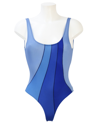 Colmar Swimsuit with Blue Striped Pattern - Unused with Original Label - S